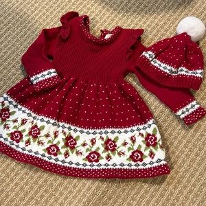 Max Studio 12M winter sweater dress with pomp pom hat